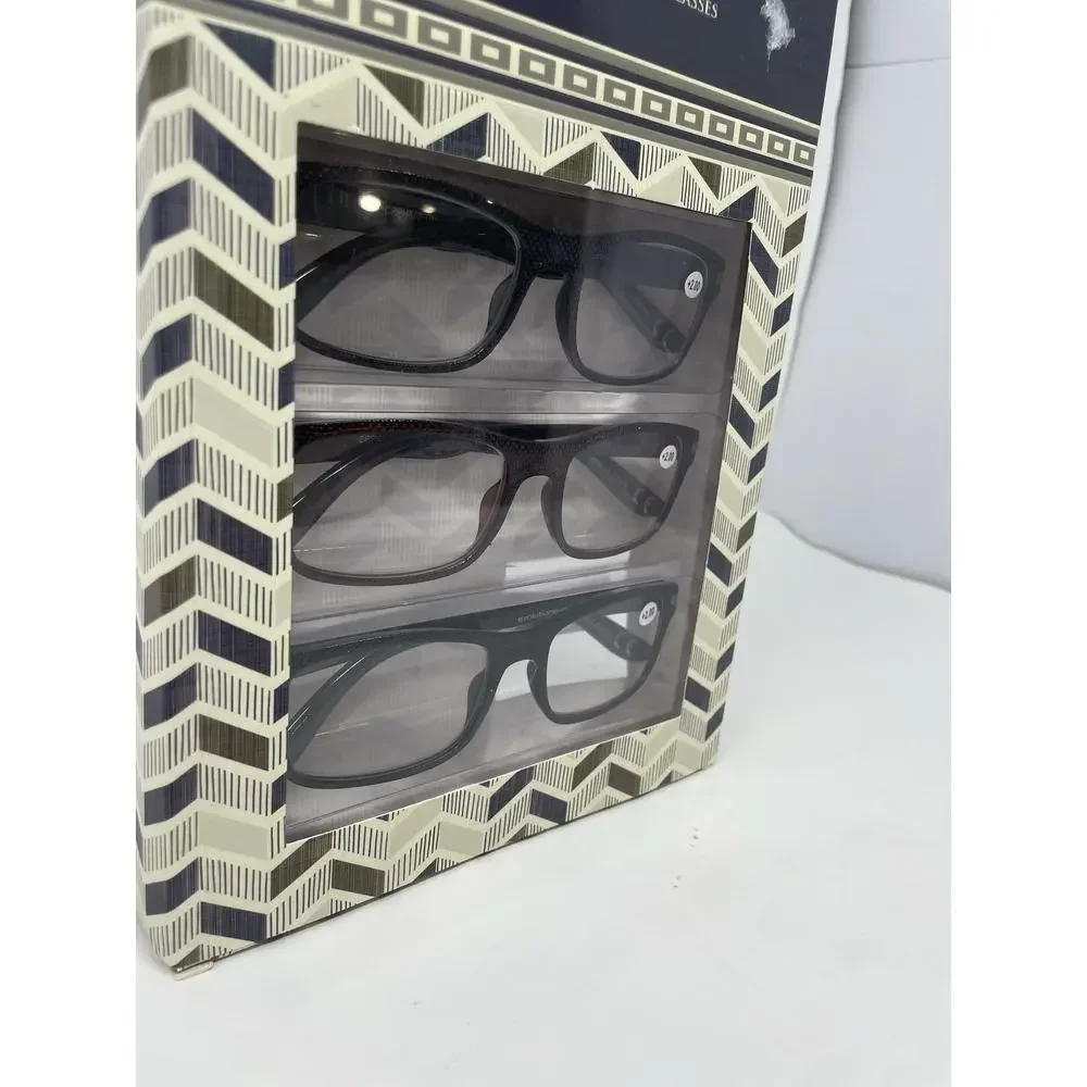 Evolution Eyes Textured Set of 3 Pairs of Reading Glasses +2.00 Strength